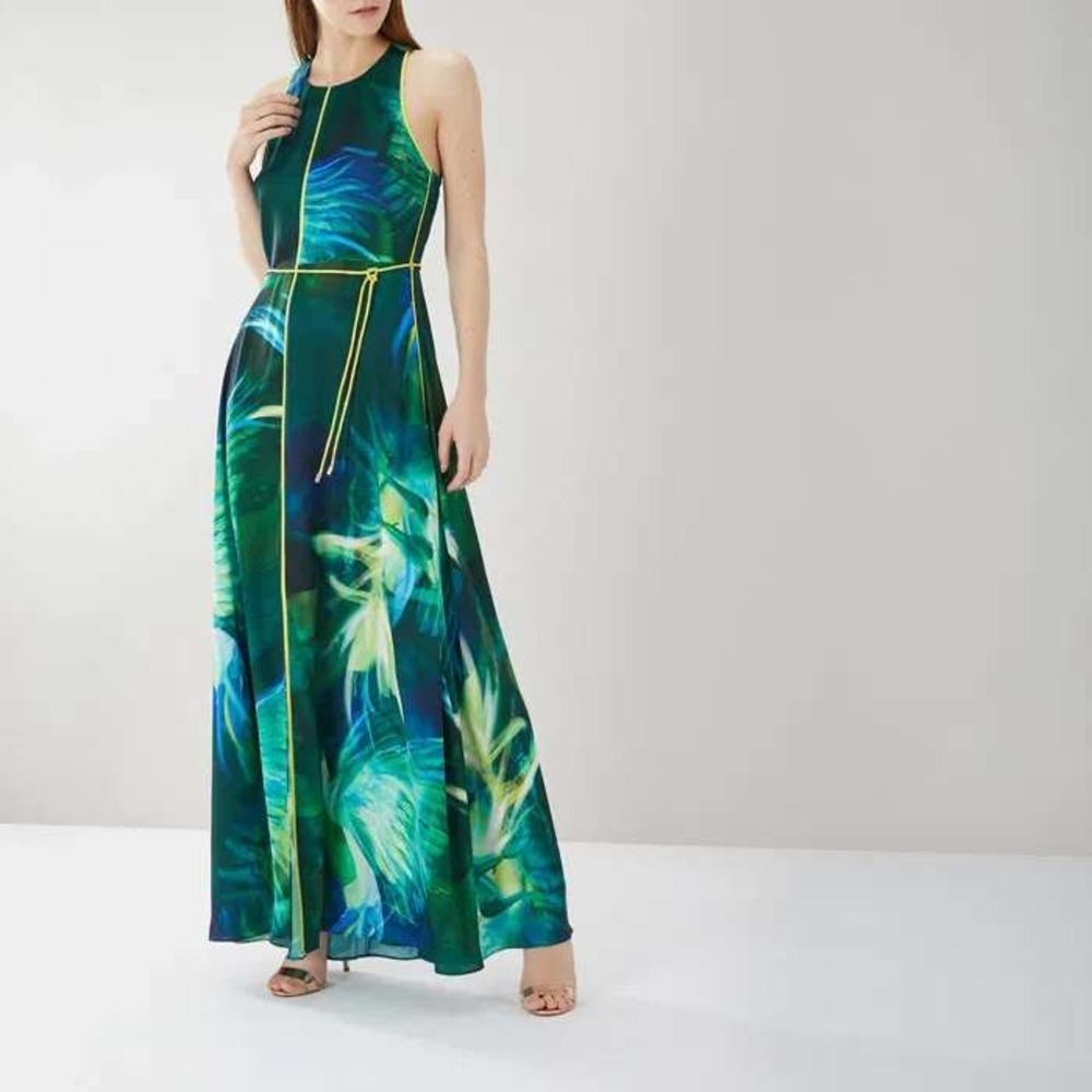 Coast 6 tropic resort wear vacation travel tropical green blue floral maxi dress